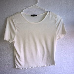 White Lettuce Trim Crop Top Lettuce Edge